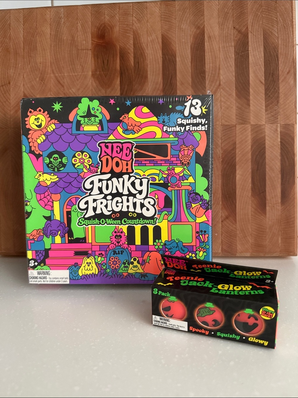 Needoh Funky Frights Squish-O-Ween Countdown and set of Tennie Jacks New.
